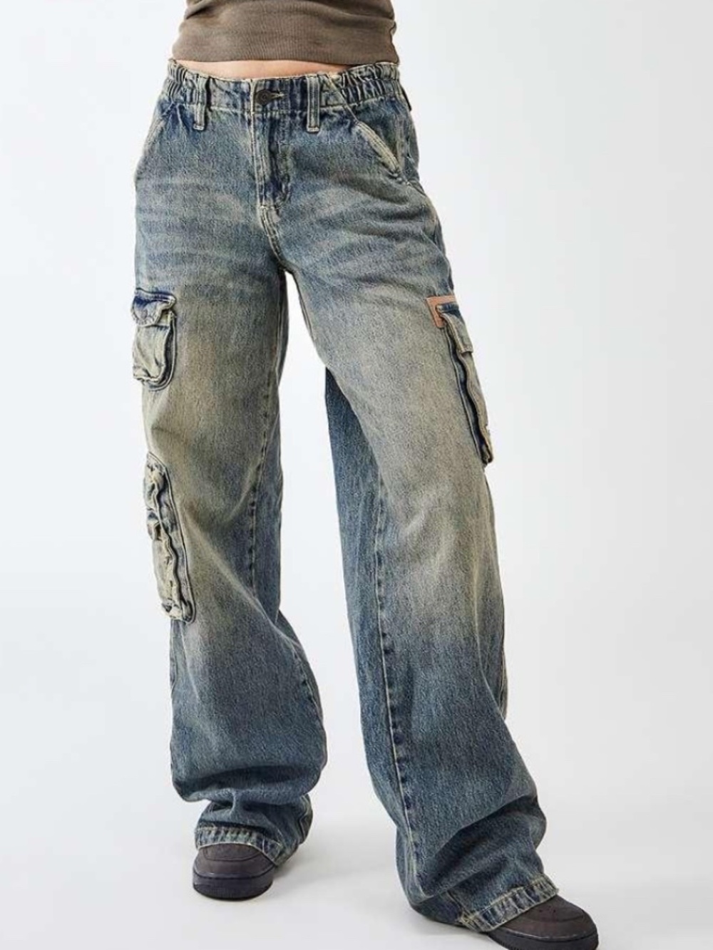 UO TOP RATED BDG CYBER Y2K CARGO STONE TINTED JEANS